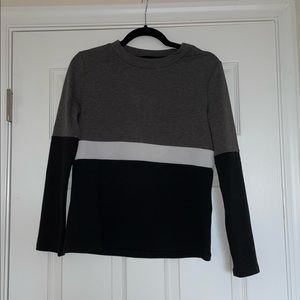 Grey, Black, and White Colorblock Lumiere sweater, Size S